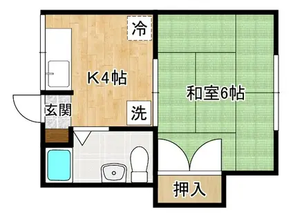 いのうえハイツ(1K/2階)の間取り写真