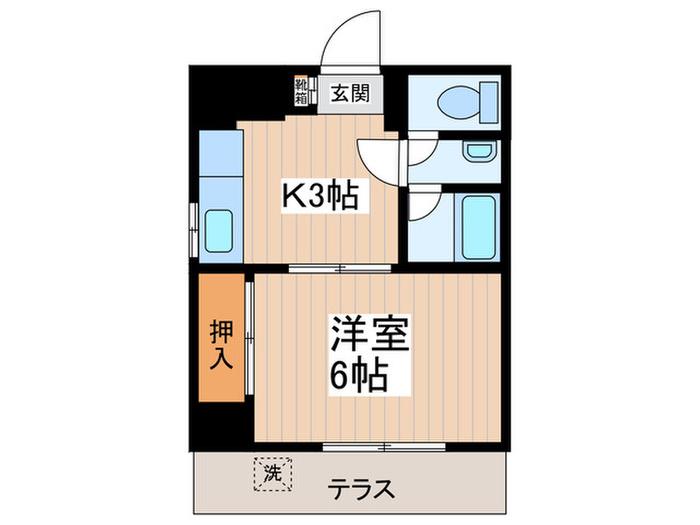 センチュリー三鷹(1K/1階)の間取り写真