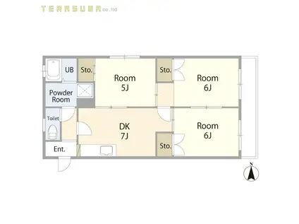 コーポみえの(3DK/1階)の間取り写真