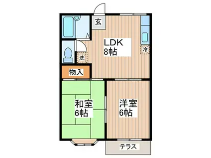 ベルヴィル628(2LDK/1階)の間取り写真
