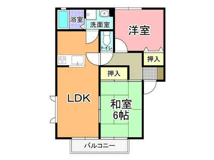 プレミール B棟(2LDK/2階)の間取り写真