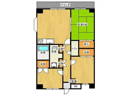 カームコート(3DK/4階)の間取り写真