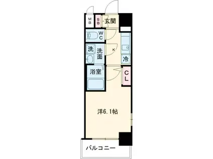 エスリード神戸兵庫駅マリーナスクエア(1K/9階)の間取り写真