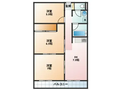 マンション太平洋(3DK/4階)の間取り写真