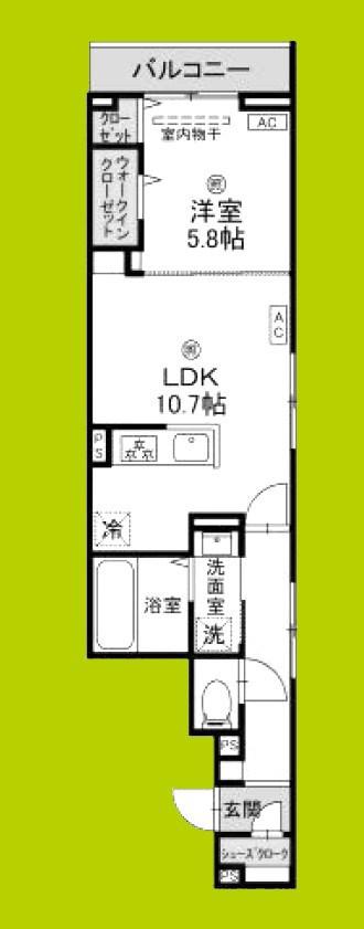 ラ フレーズ(1LDK/2階)の間取り写真