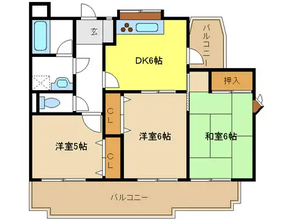 ハーモニアス元八事(3DK/8階)の間取り写真