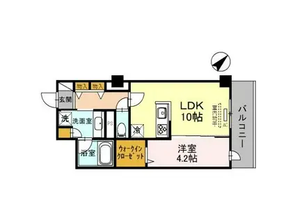 グランデ西金沢駅前(1LDK/5階)の間取り写真