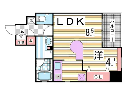 ワコーレ三宮ランドマークシティ(1LDK/5階)の間取り写真