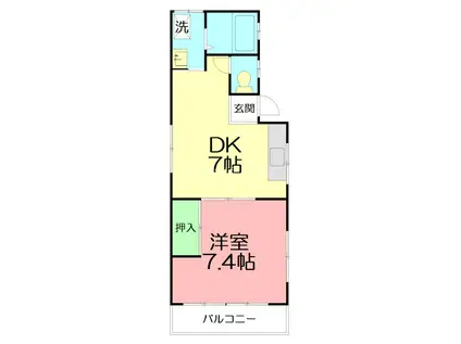 アイリス(1DK/2階)の間取り写真