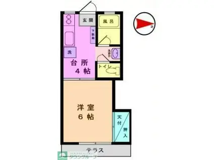 シャトーエトアール(1K/1階)の間取り写真