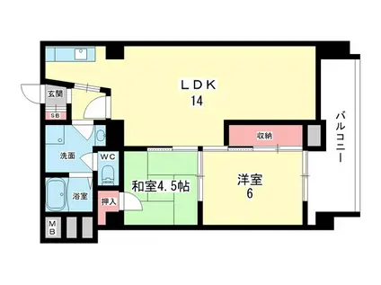 豊中グランドハイツ(2LDK/10階)の間取り写真