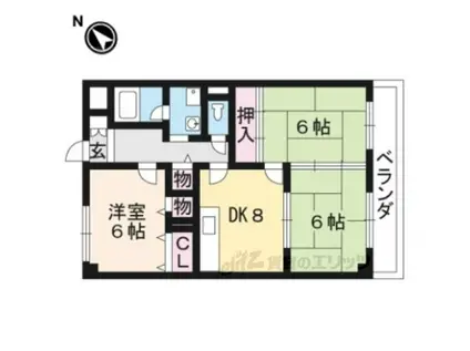 グリーン茨木(3DK/6階)の間取り写真