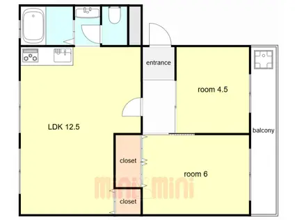 上高丸厚生年金 2号棟(3DK/3階)の間取り写真