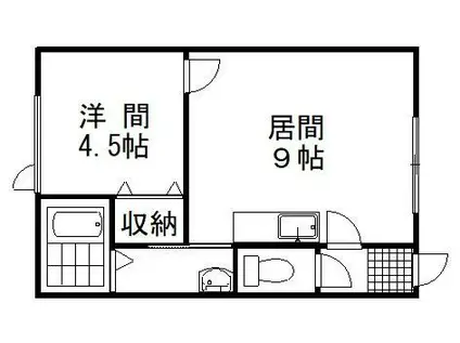 レインボーコートII(1LDK/1階)の間取り写真