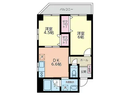 ポートヴィラ本牧II(2DK/2階)の間取り写真