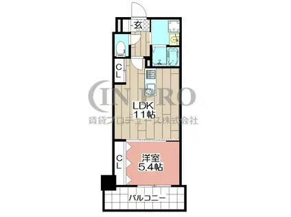 ニューリバー福間(1LDK/2階)の間取り写真