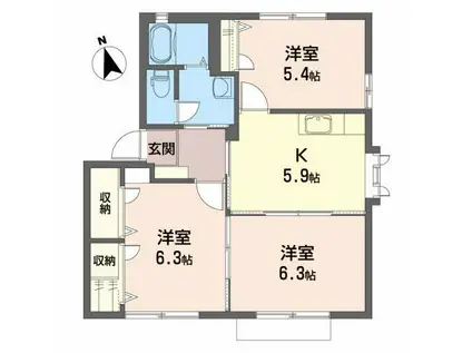 クラージュ(3K/1階)の間取り写真