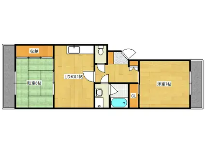 コーポ増尾(2DK/4階)の間取り写真