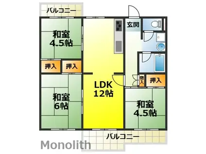 UR光明台35号棟(3LDK/2階)の間取り写真