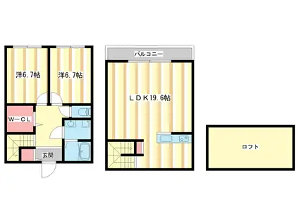 ガジェットハウス尼ヶ辻(2LDK/1階)の間取り写真