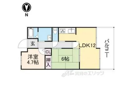 天理二階堂パーク・ホームズ(2LDK/6階)の間取り写真