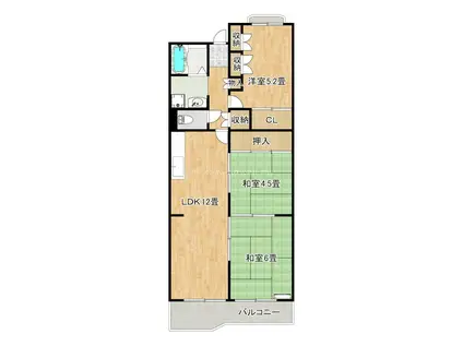 サニーハイツ堺6号棟(3LDK/4階)の間取り写真