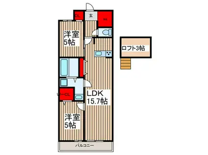 PRIMO FELICE(2LDK/3階)の間取り写真