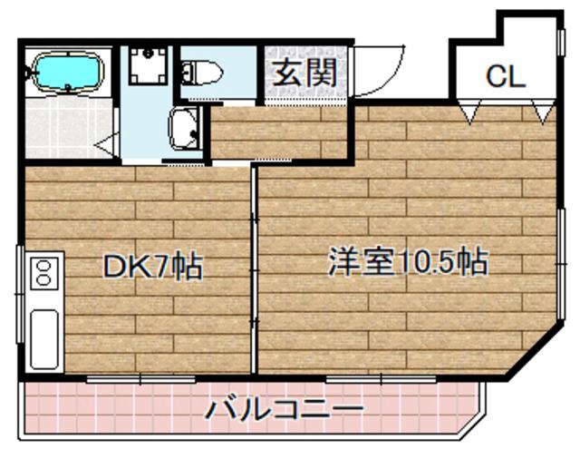 城南ビル(1DK/3階)の間取り写真