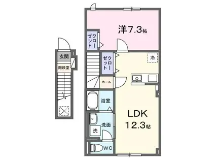 メゾン アンソレイエII(1LDK/2階)の間取り写真