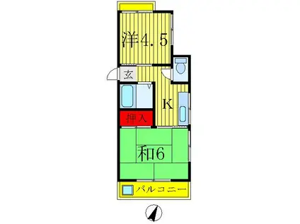 アールハイツ(2K/2階)の間取り写真
