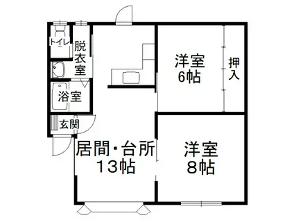 コーポはが(2LDK/1階)の間取り写真