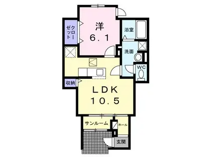 ラ・ヴィータ南門真I(1LDK/1階)の間取り写真