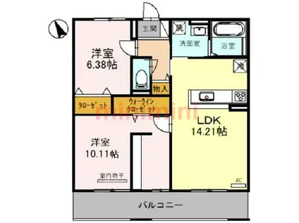 セジュール ド ソレイユII(2LDK/2階)の間取り写真