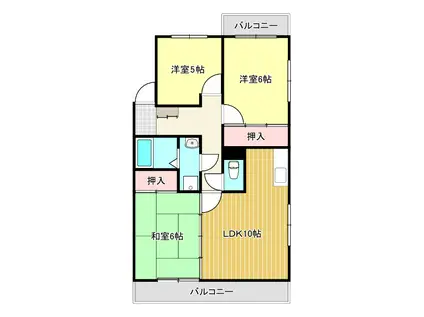 ニューグリーンハイツ(3LDK/1階)の間取り写真