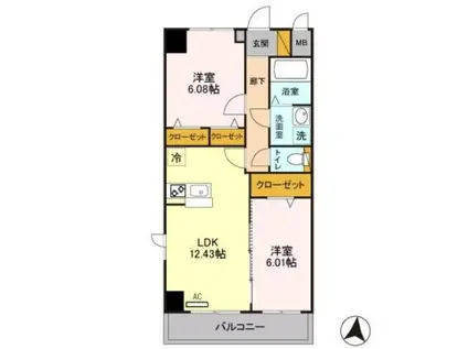 モナークヴィラ(2LDK/4階)の間取り写真