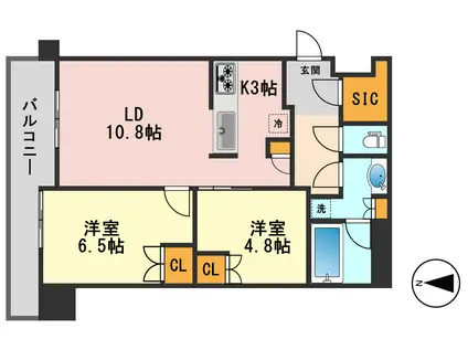 プラウドタワー小岩フロント(2LDK/14階)の間取り写真