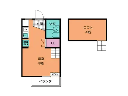 コーポセブンII(ワンルーム/2階)の間取り写真