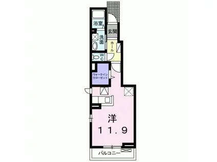 熊本市中央区黒髪4丁目(ワンルーム/1階)の間取り写真