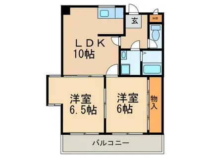 ロワ・ヴェール瑞穂(2LDK/2階)の間取り写真