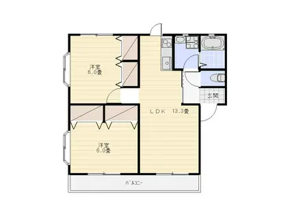 ティエドIIO A(2LDK/2階)の間取り写真