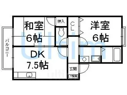 ボー・アヴェニール(2DK/2階)の間取り写真