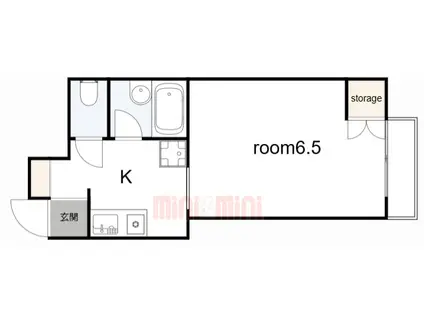 六甲ガーデンホームズ(ワンルーム/2階)の間取り写真