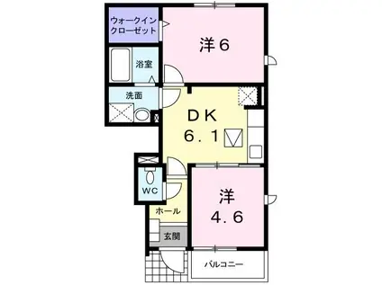 スペランツァ・ソーレ II(2DK/1階)の間取り写真