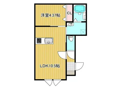 ルミナーレ公園B(1LDK/2階)の間取り写真