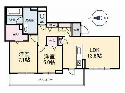 ボヌール櫻(2LDK/3階)の間取り写真