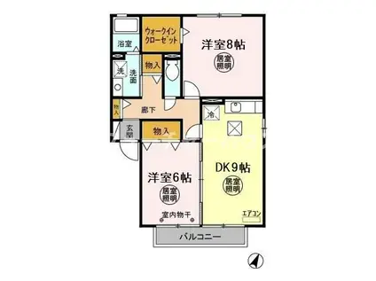 ベル・ヴィレッジABCDE(2DK/1階)の間取り写真