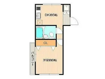 ワコーレ東中野III(1DK/2階)の間取り写真