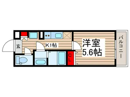 GENOVIA妙典(1K/3階)の間取り写真