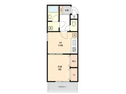 ライオンズマンション平和台第2(1DK/2階)の間取り写真