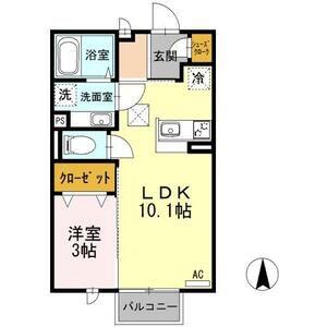 ぱるタウン B(1LDK/1階)の間取り写真